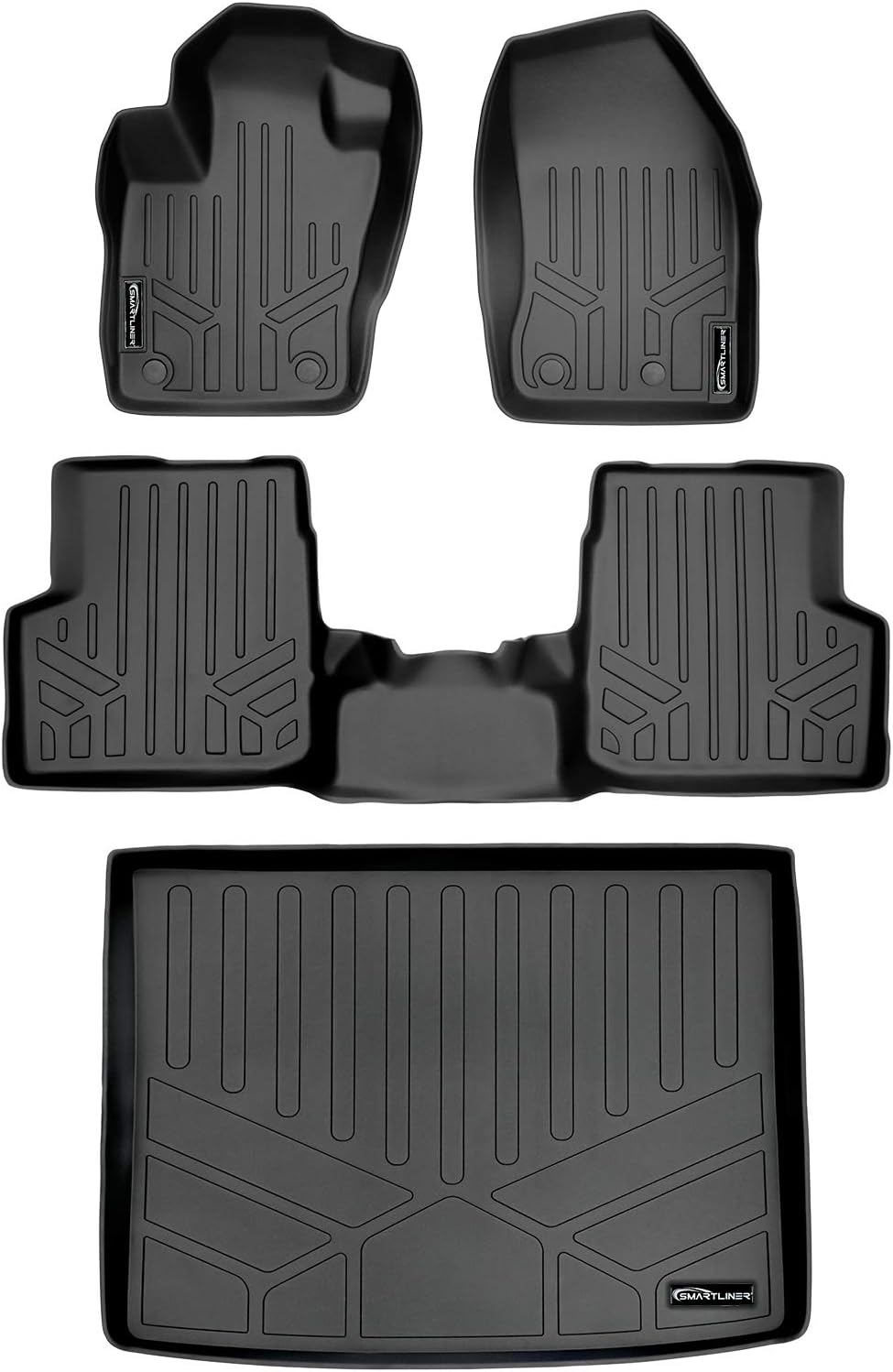 Black 2 Row & Cargo Floor Mat Liner Set for Jeep Renegade O8879