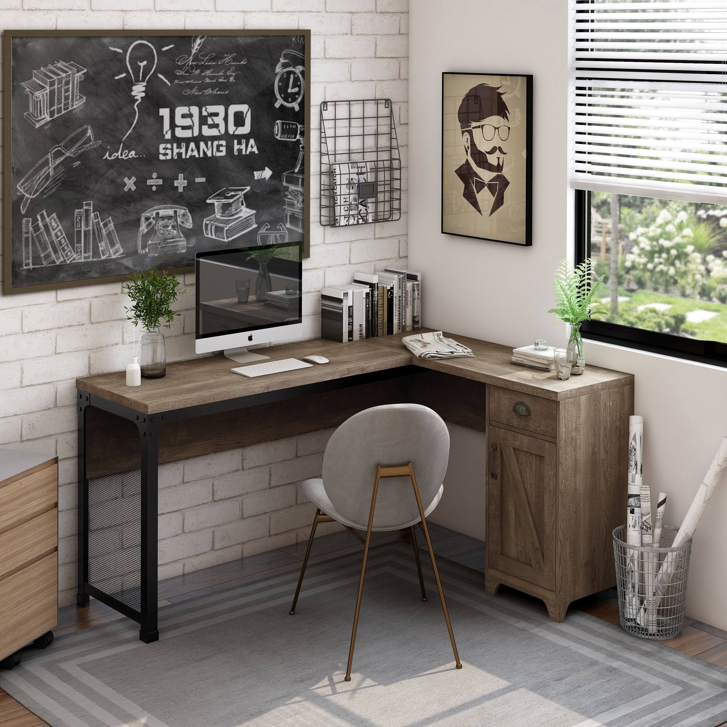 Reclaimed Oak L-Shape Desk A933