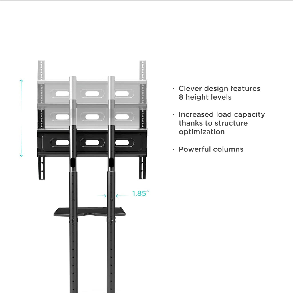 Mobile TV Stand Rolling TV Cart for 40 to 65 Inch LCD LED TV Screens with Wheels Shelves Z621