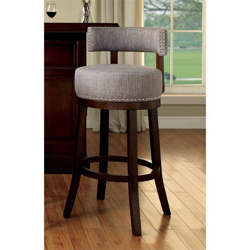 Light Gray Fabric Swivel Bar Stool (Set of 2) K762073