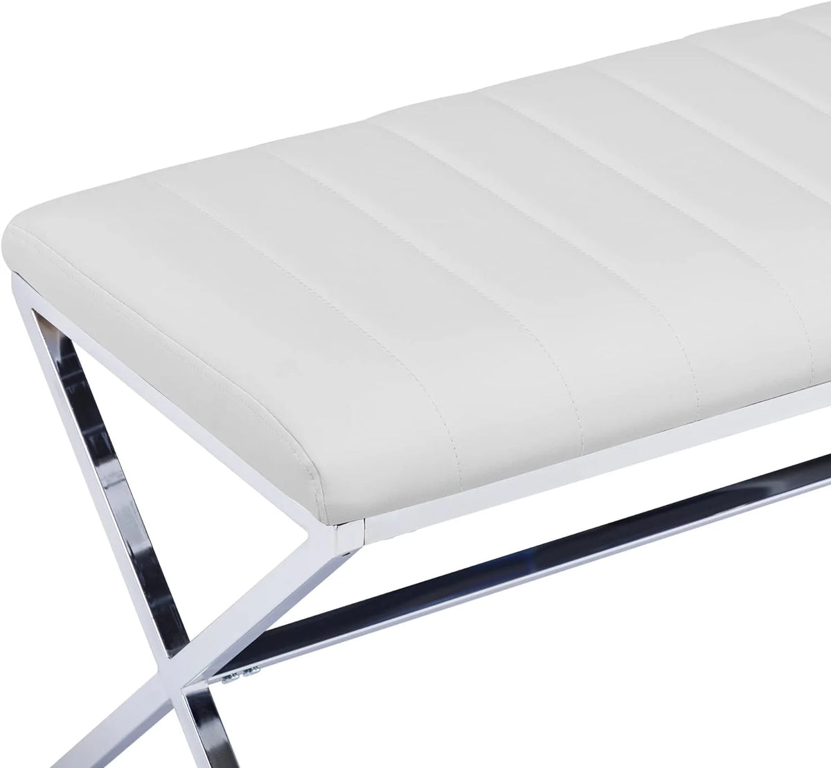Faux Leather Upholstered Bench with Metal X Legs Q5762