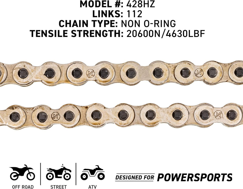 Drive Sprocket Chain Combo Front 16 Rear 45 Tooth 428HZ Standard 112 Links Pack of 2 Y1599