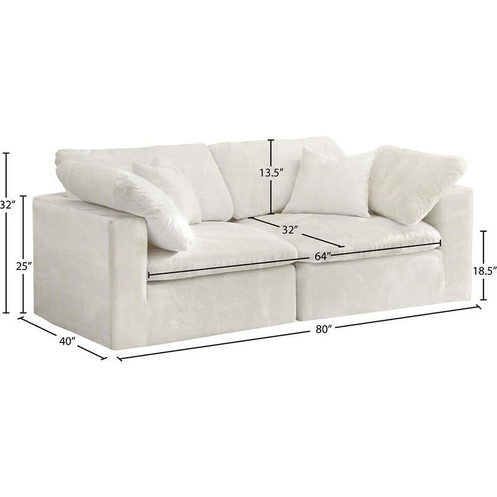 Cream Velvet Modular 2 Piece Loveseat O855722