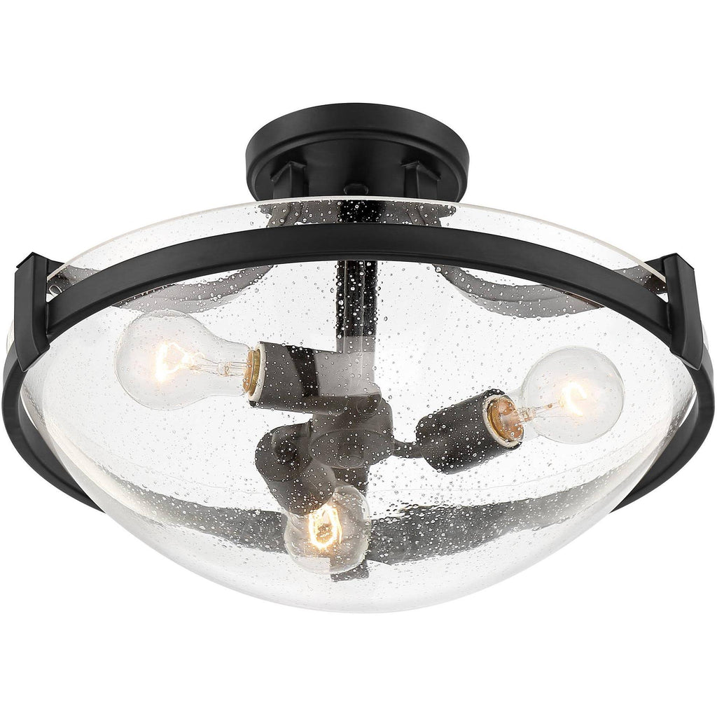 Black 3-Light Semi Flush Mount Ceiling Light J755