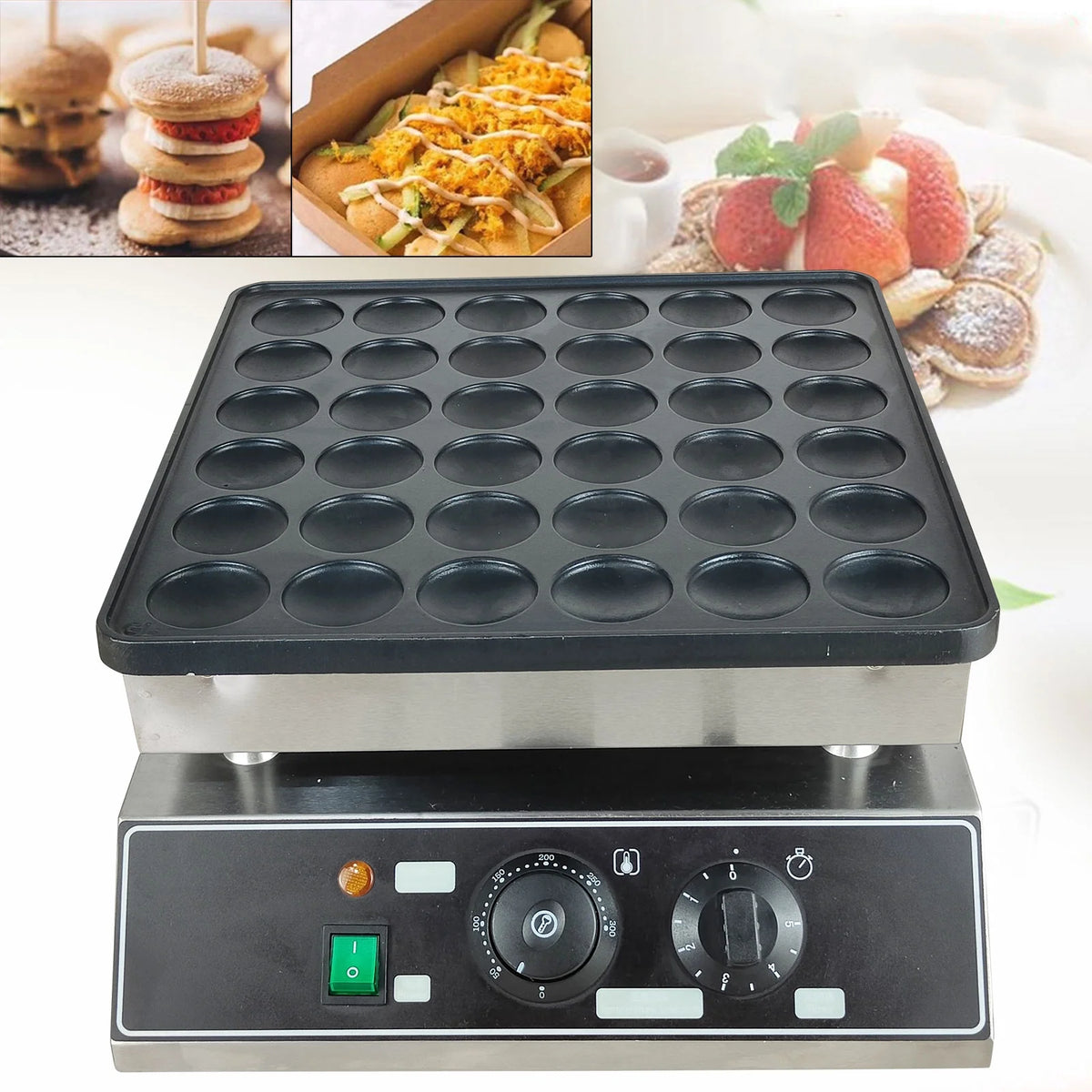 36 Holes Electric Mini Waffle Pancake Maker Stainless Steel 1000W P47987