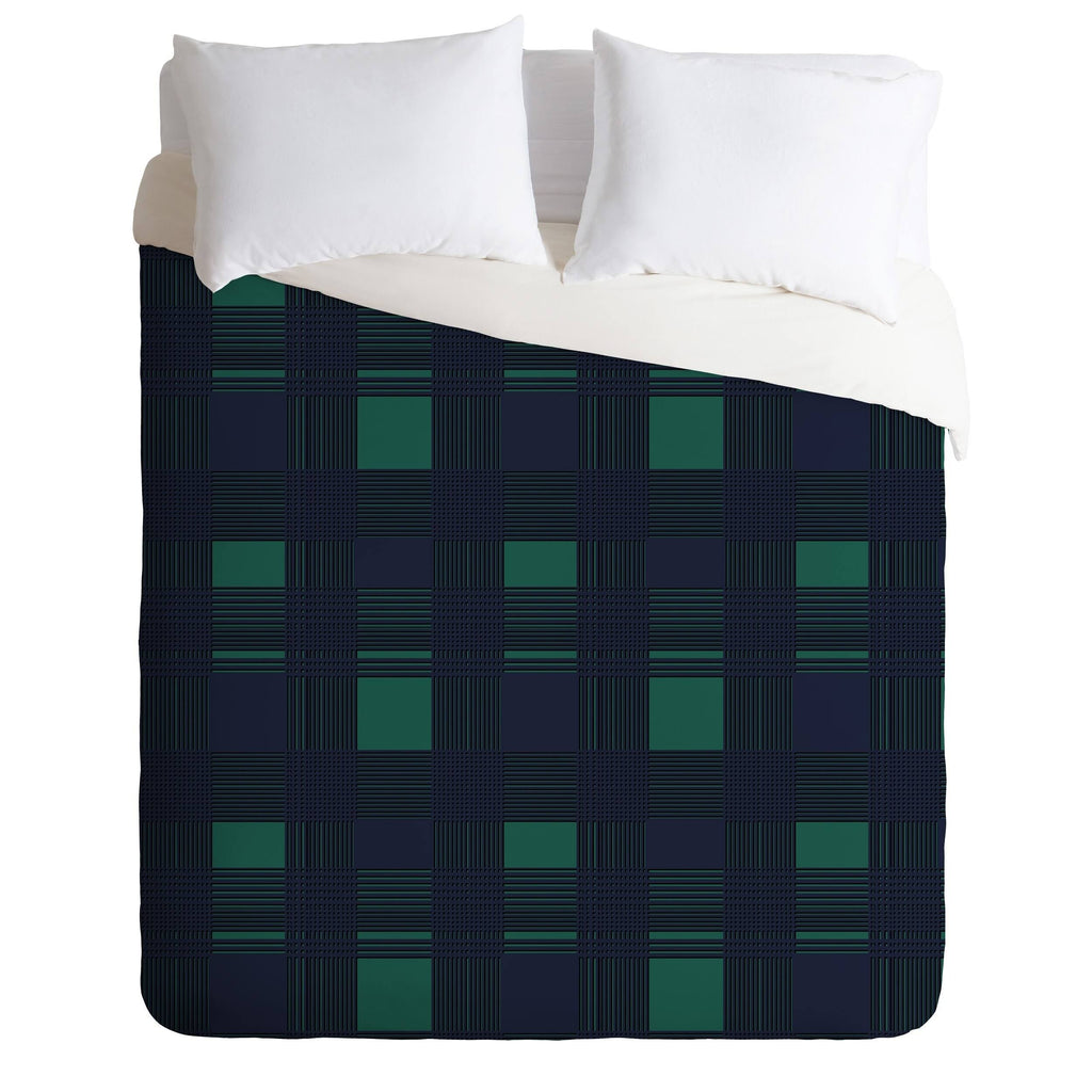 King 3 Piece Plaid Duvet Cover Set Q798