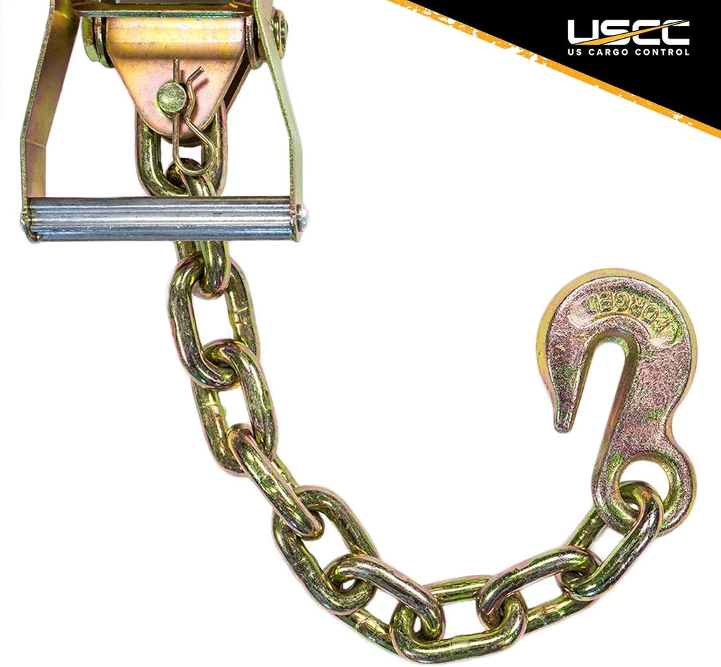 Side Mount Wheel Net with Cam Buckle, Two Ratchets and Chain Extensions, Polyester Webbing I2010
