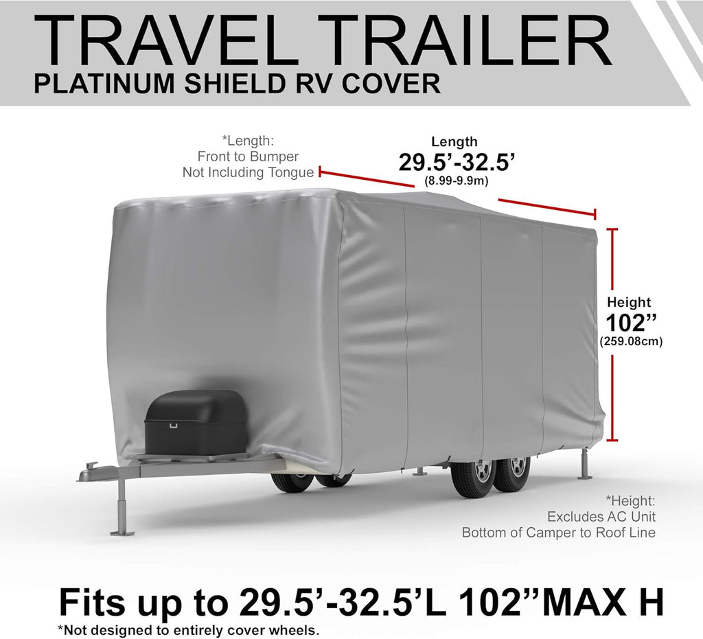 Weatherproof RV Cover for Travel Trailer 22.5' - 24.5' Long with Fleece Lining and Storage Bag G470820
