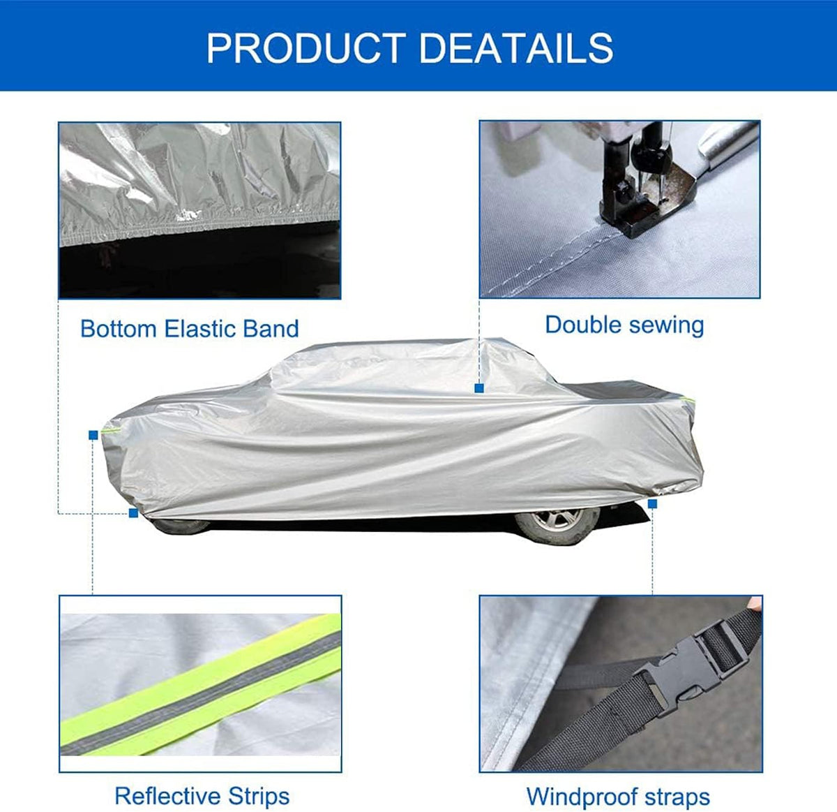 6 Layers Waterproof Car Cover 193 X72 X59 inches A6334