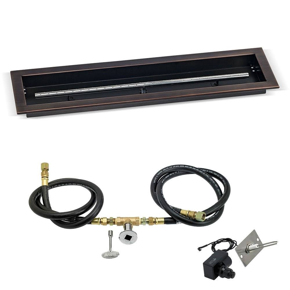 Oil Rubbed Bronze Trough Pan Natural Gas Fire Pit Kit T4185