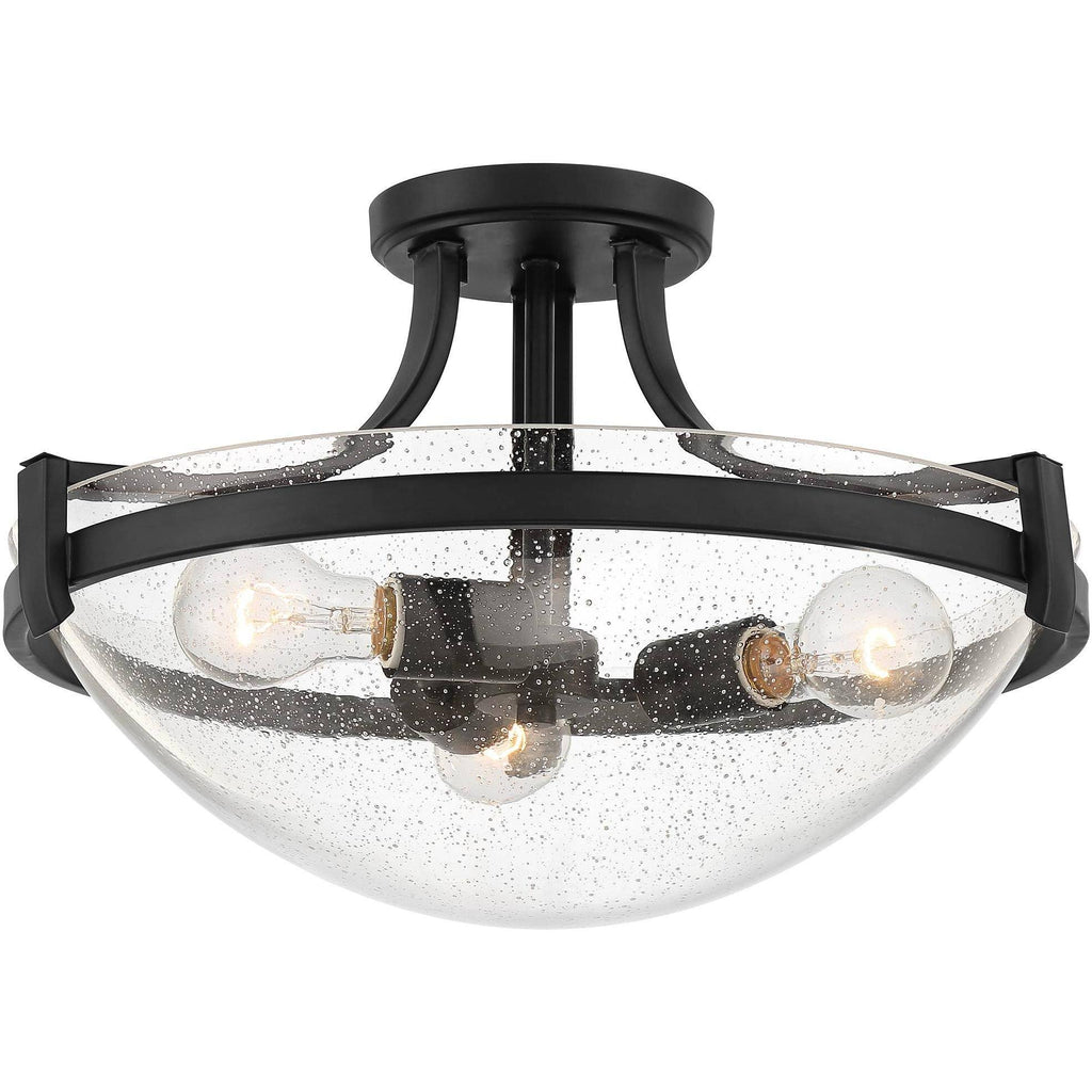 Black 3-Light Semi Flush Mount Ceiling Light J755