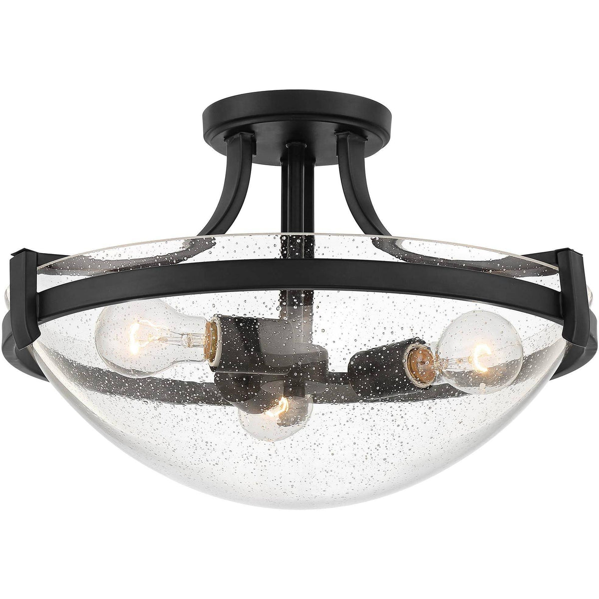 Black 3-Light Semi Flush Mount Ceiling Light J755