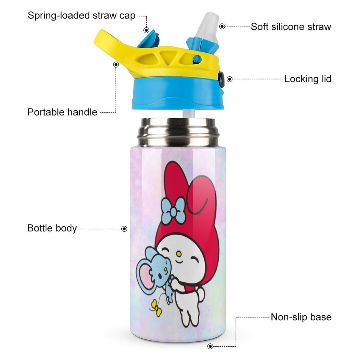 Stainless Steel Vacuum Insulated Water Bottle With Straw P58191