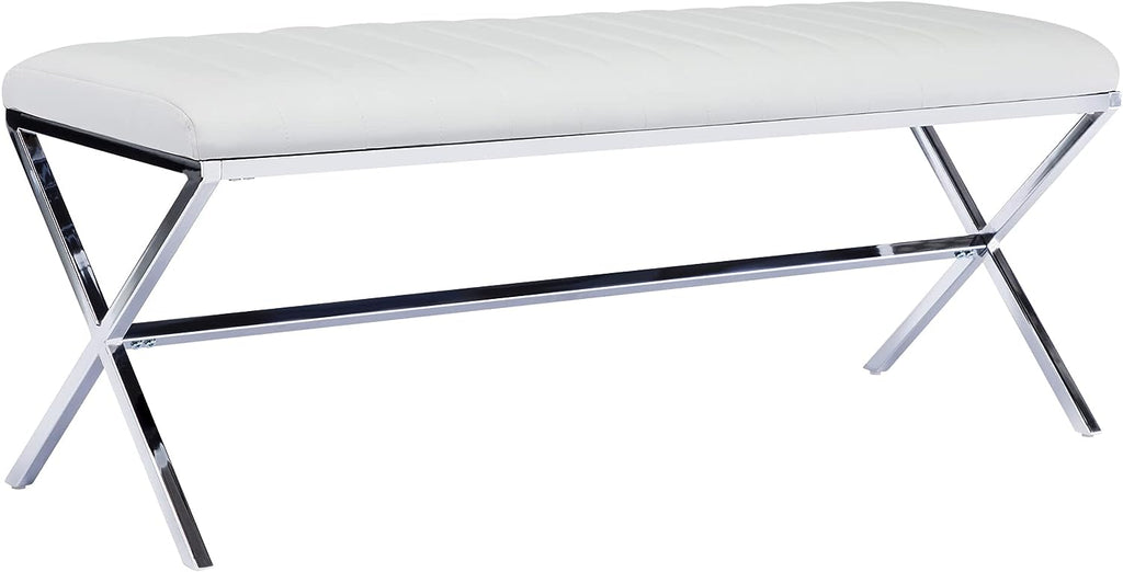 Faux Leather Upholstered Bench with Metal X Legs Q5762
