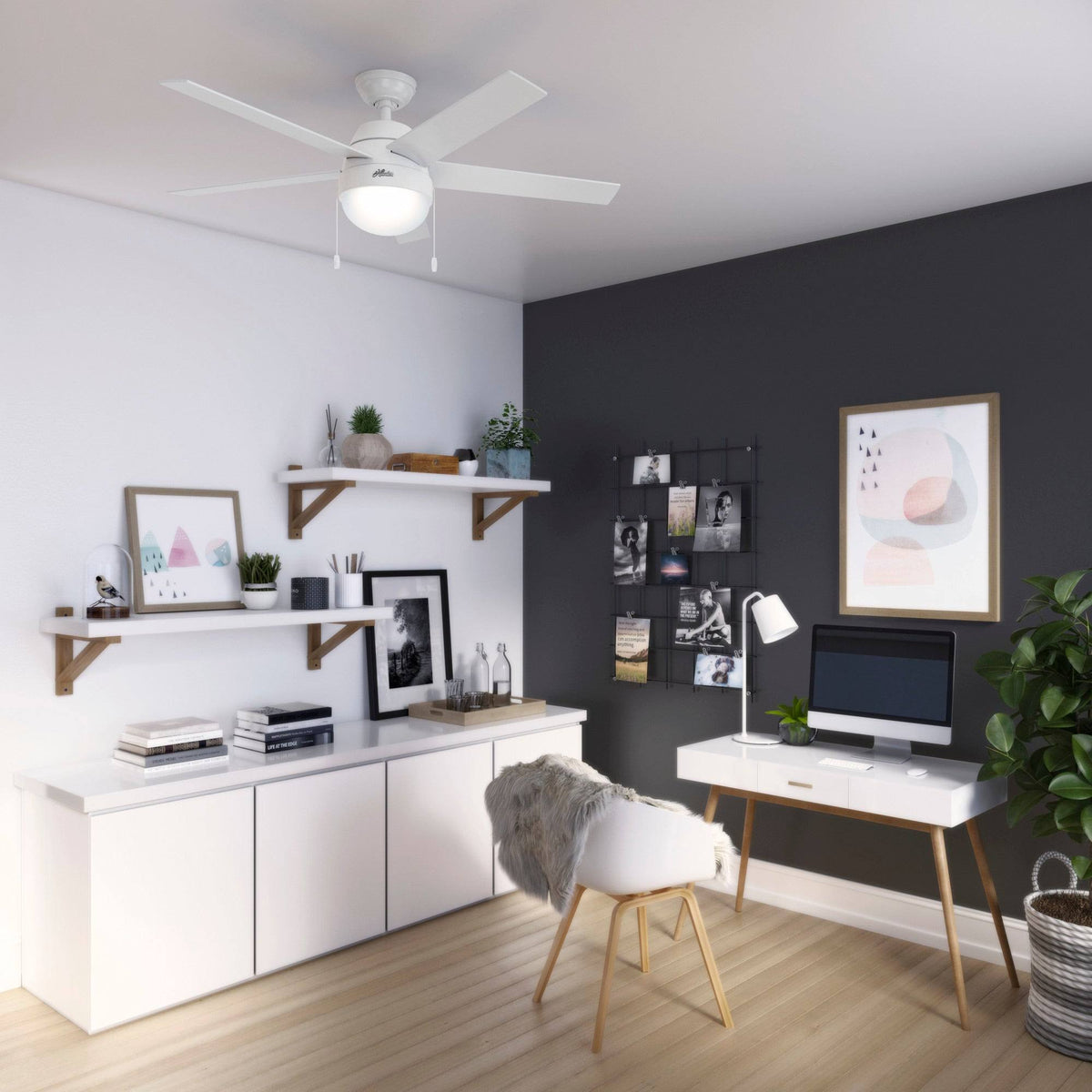 Matte Silver LED Ceiling Fan Z348
