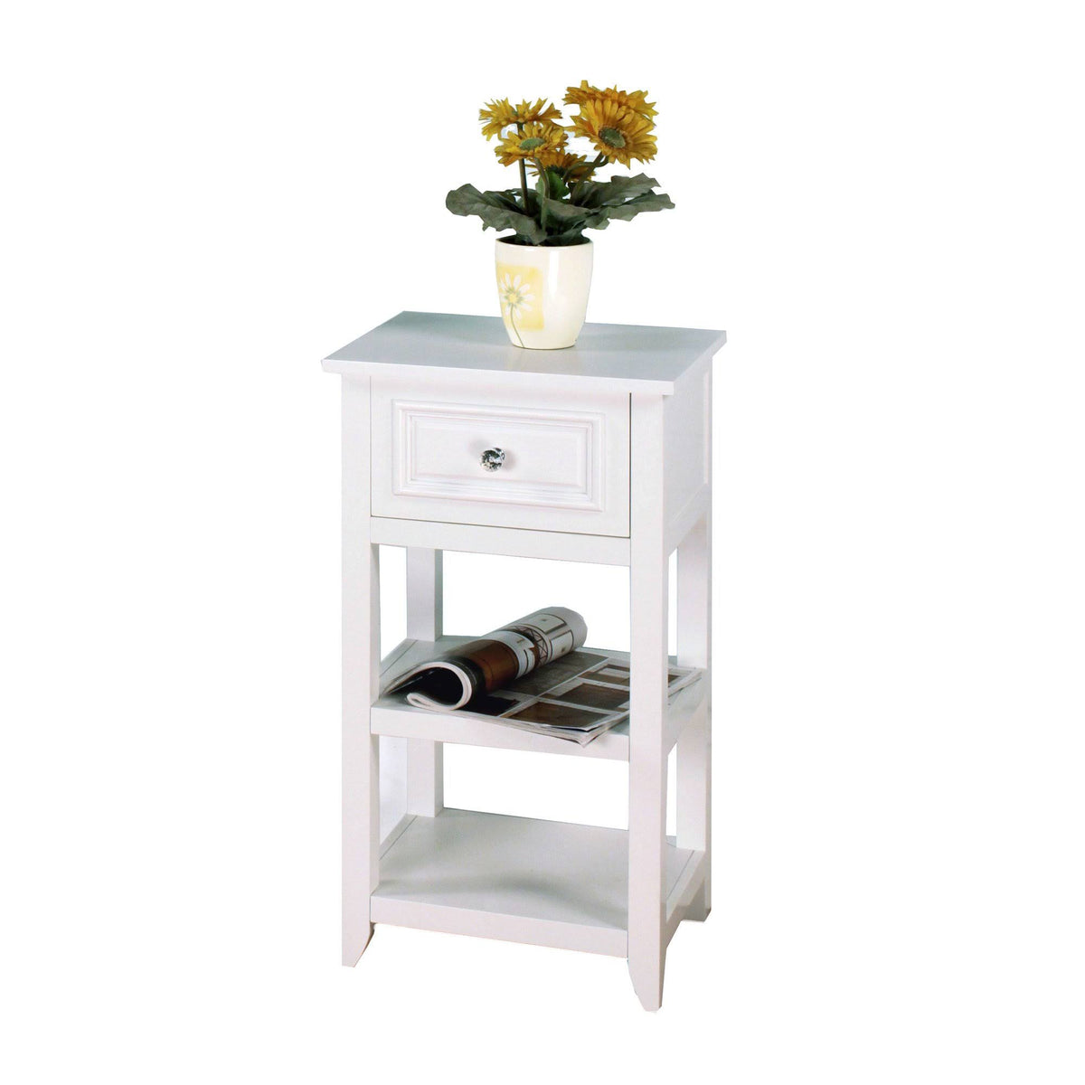 White Floor Cabinet with 1 Drawer and Shelves N182763