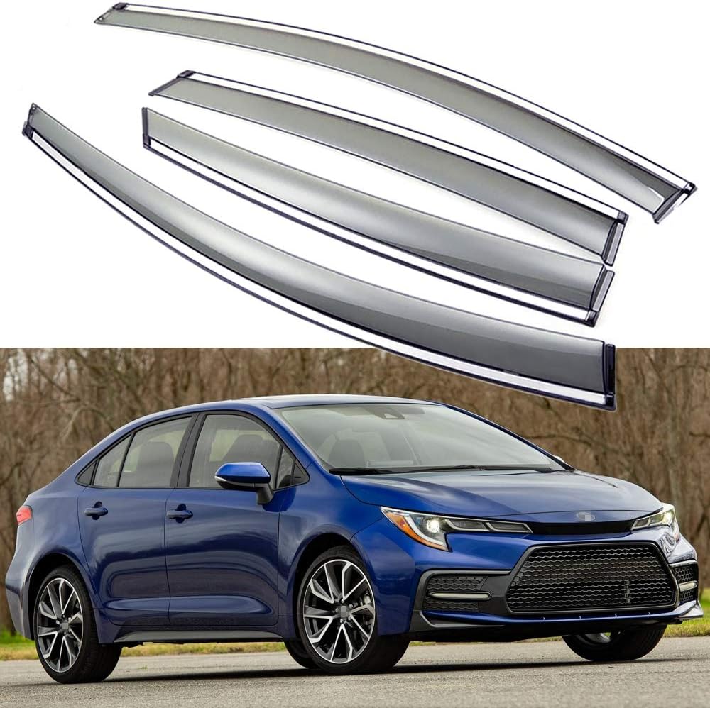 Car Window Visor Vent Shade Deflector Sun/Rain/Fog Guards Pack of 2 S4866