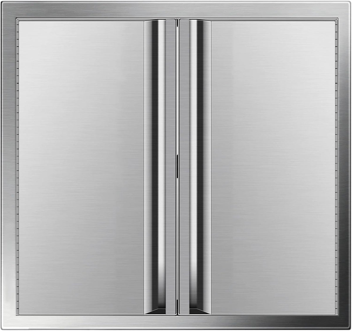 24 x 24 Inch Double BBQ Door Stainless Steel with Recessed Handle P18163