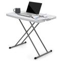 White Foldable TV Tray Table with Metal Frame F21458