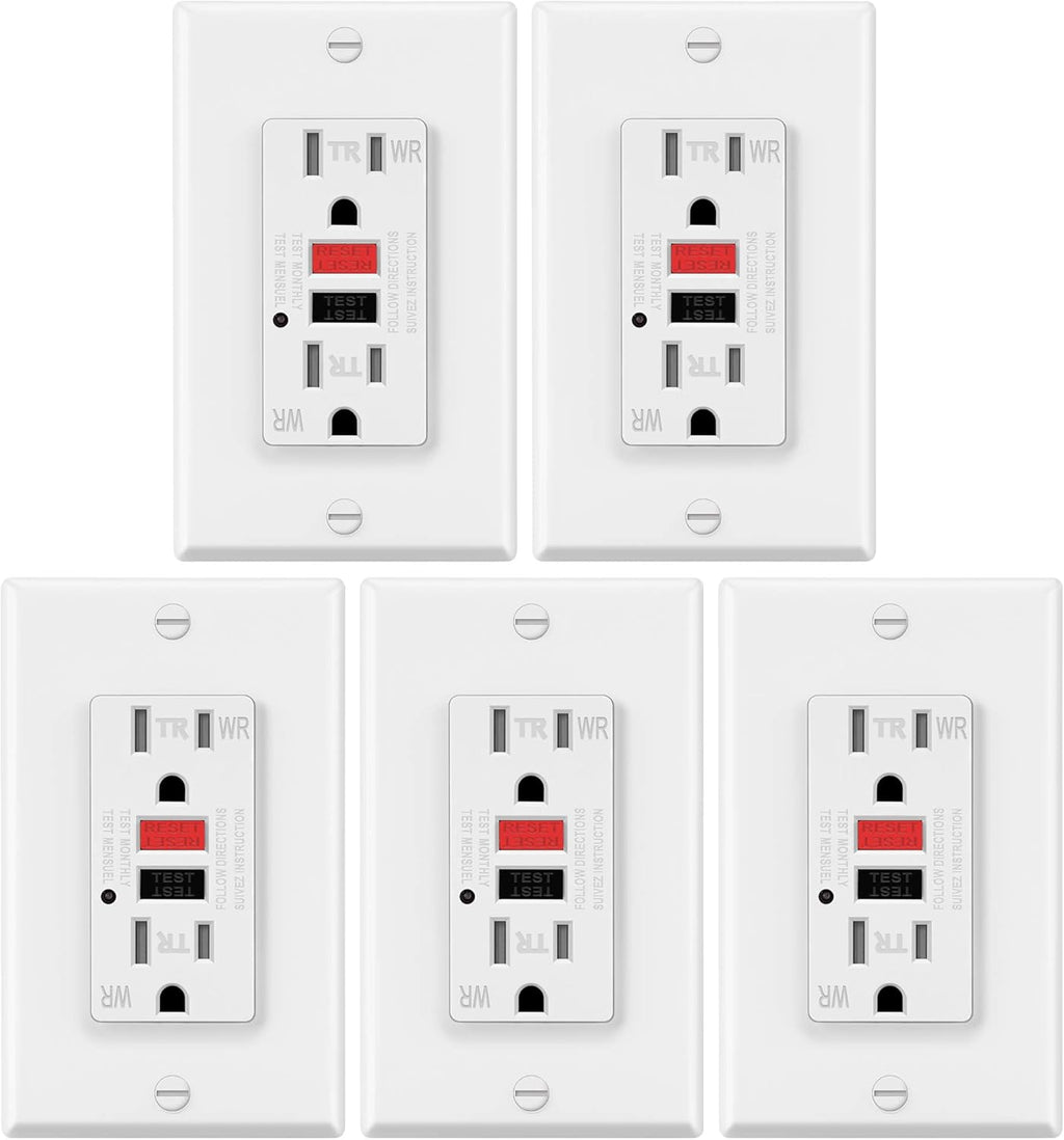5 Pack White GFCI Outlet with Wall Plate K94331