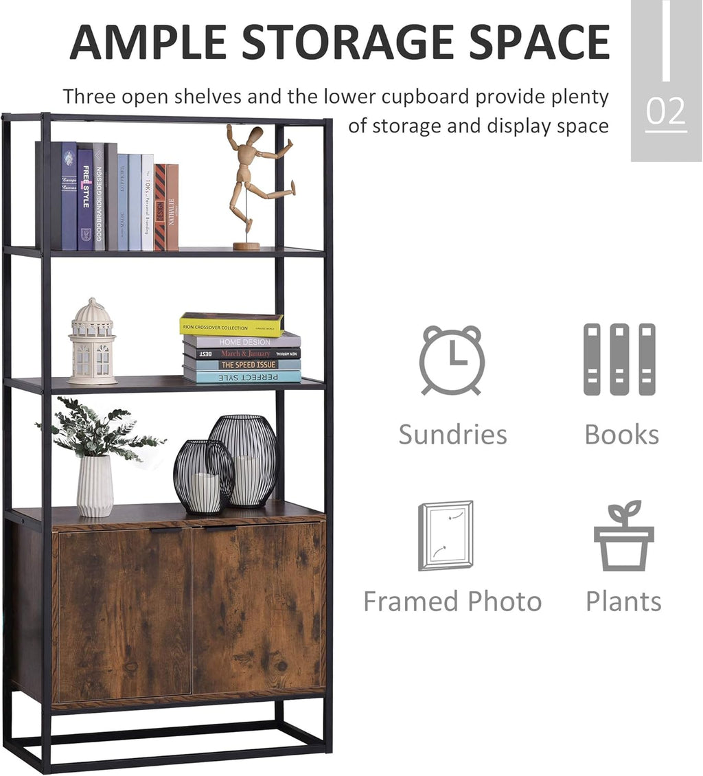 Brown Storage Cabinet with 3 Open Shelves R50220