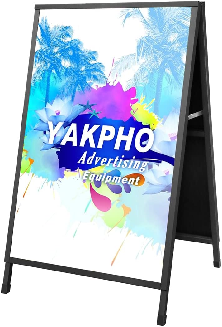 Heavy Duty Double-Sided Folding A-Frame Sidewalk Sign 24x36 Inch Black Coated Steel Metal Frame Only Pack of 2 R7484