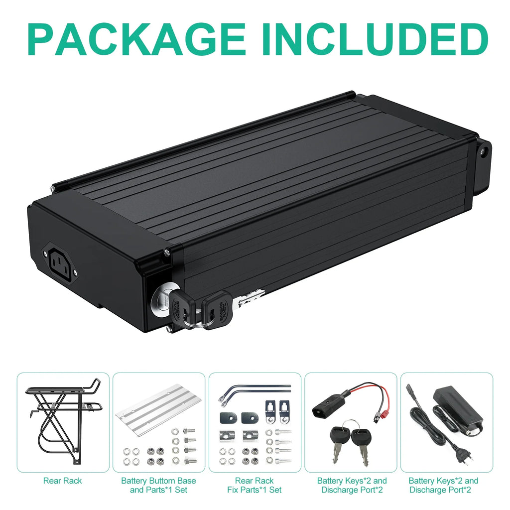48V 18AH Rear Rack Ebike Battery for 250W-1000W Motors N772