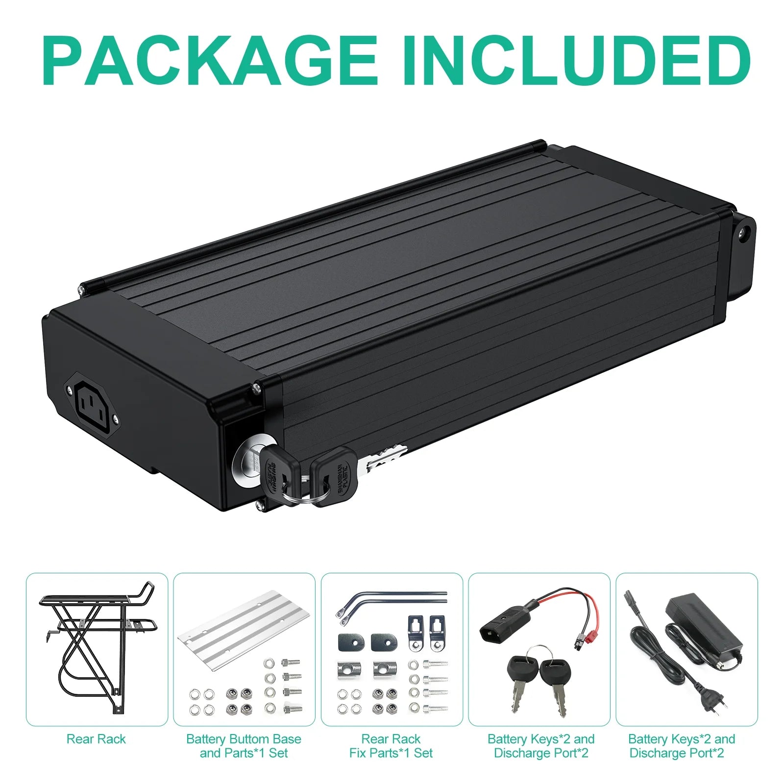 48V 18AH Rear Rack Ebike Battery for 250W-1000W Motors N772