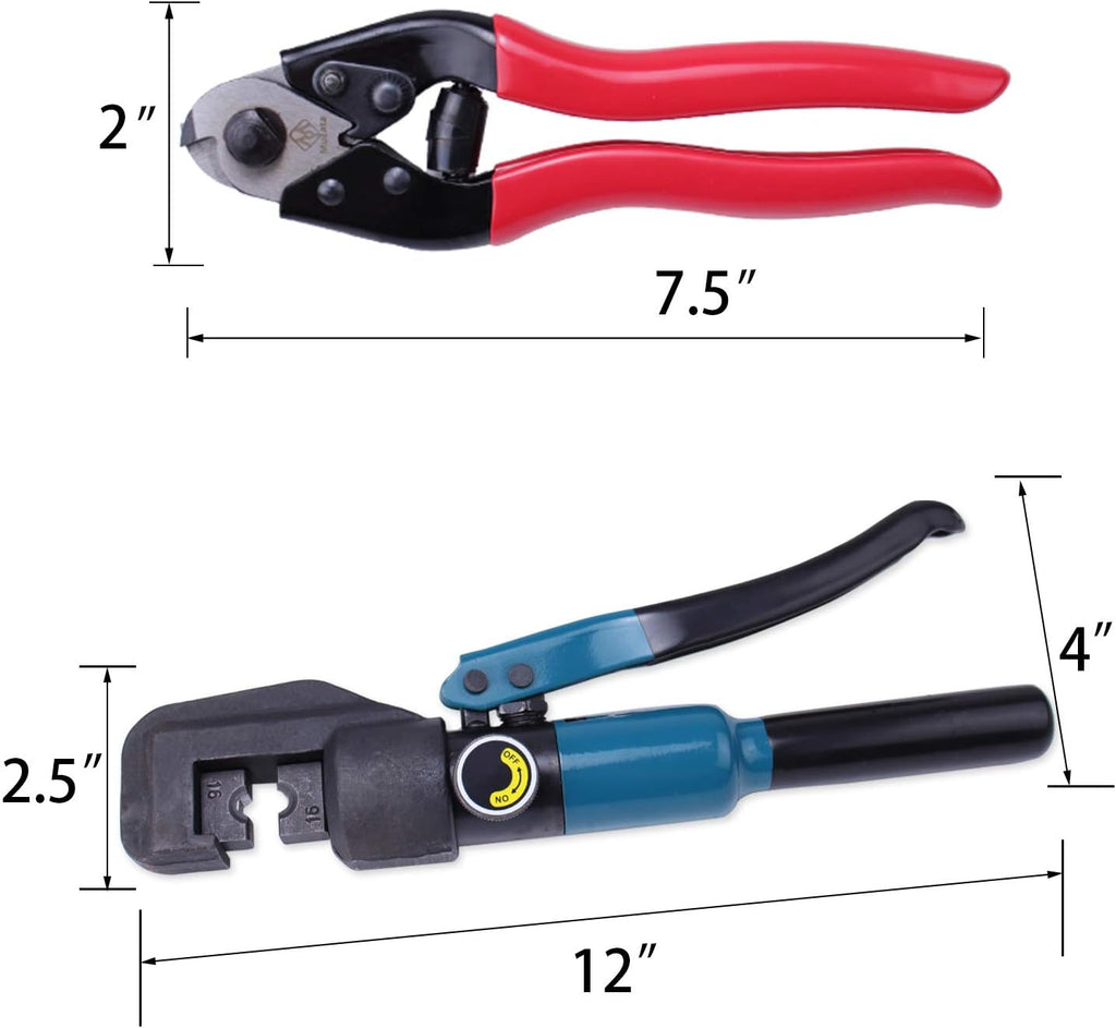 Hydraulic Wire Crimping Tool with 9 Pairs Dies, 45 Ton Force O296223