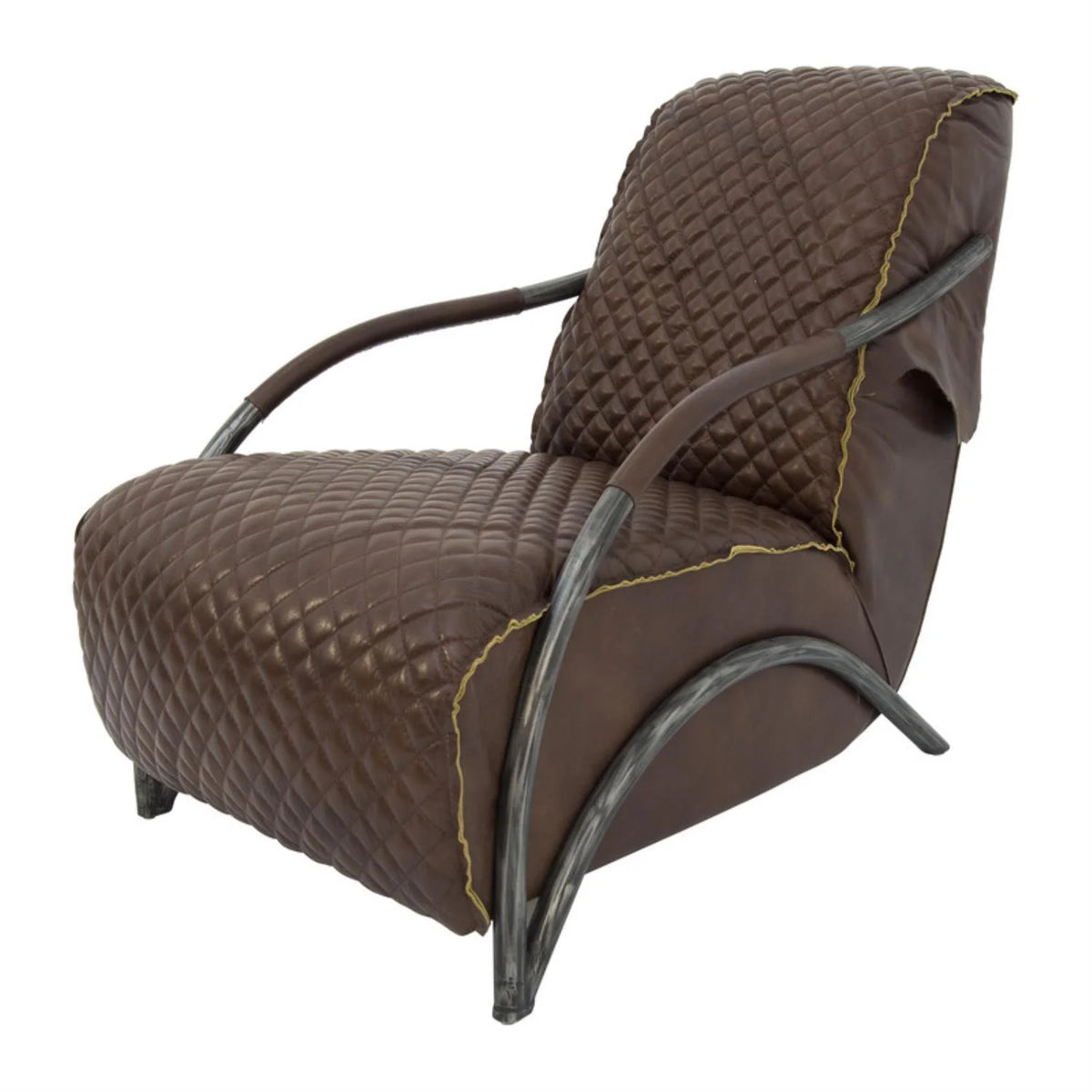 Brown Tufted Leather Accent Chair D5508