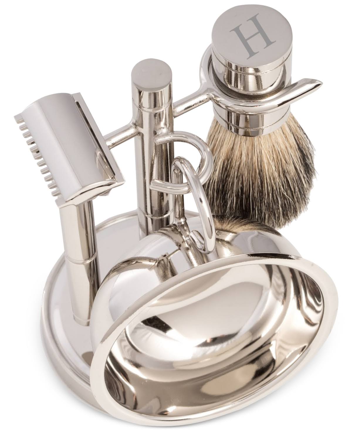 Chrome Safety Razor & Brush Set D98293