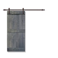 Gray Stained 2 Panel Barn Door with Sliding Hardware X8102