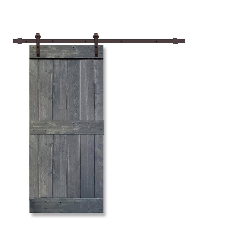 Gray Stained 2 Panel Barn Door with Sliding Hardware X8102