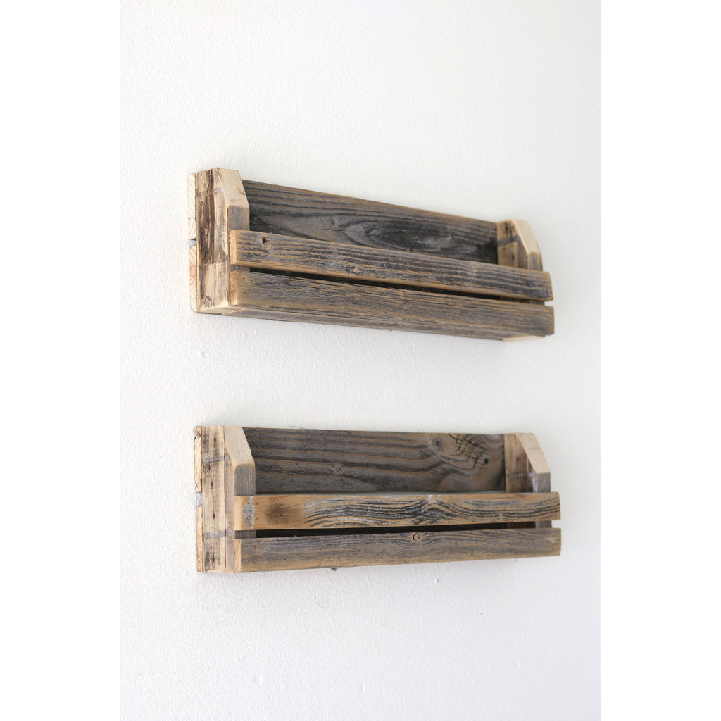 Black Slatted Shelves Set of 2 W242