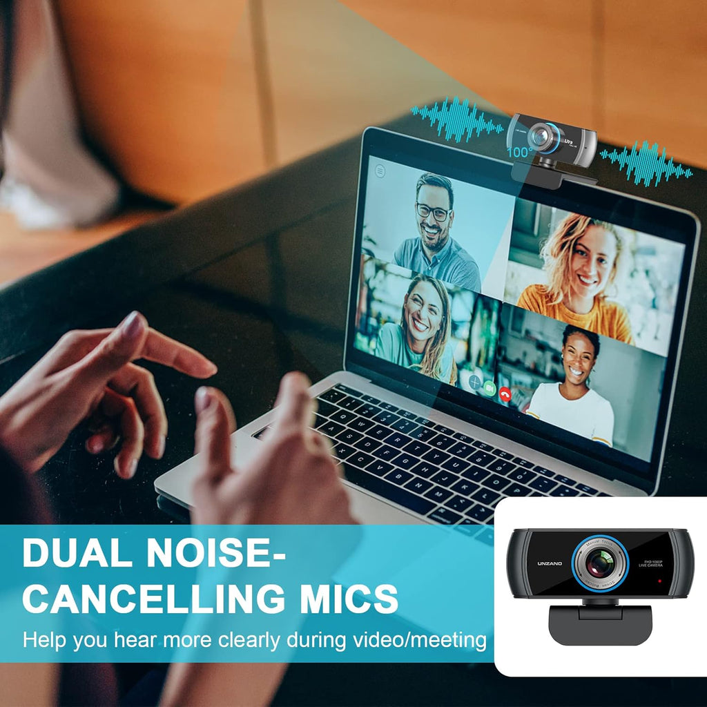 1080P Webcam with Microphone, USB Camera, Manual Focus, 100-degree FOV, Pack of 2 I623762
