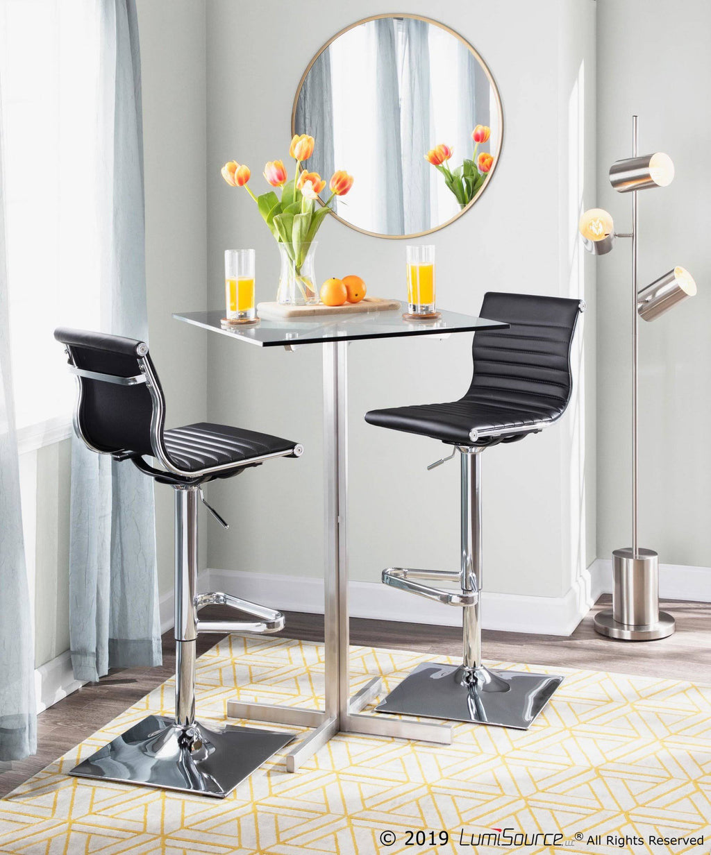 Square Bar Table Stainless Steel Clear Glass Top B75583