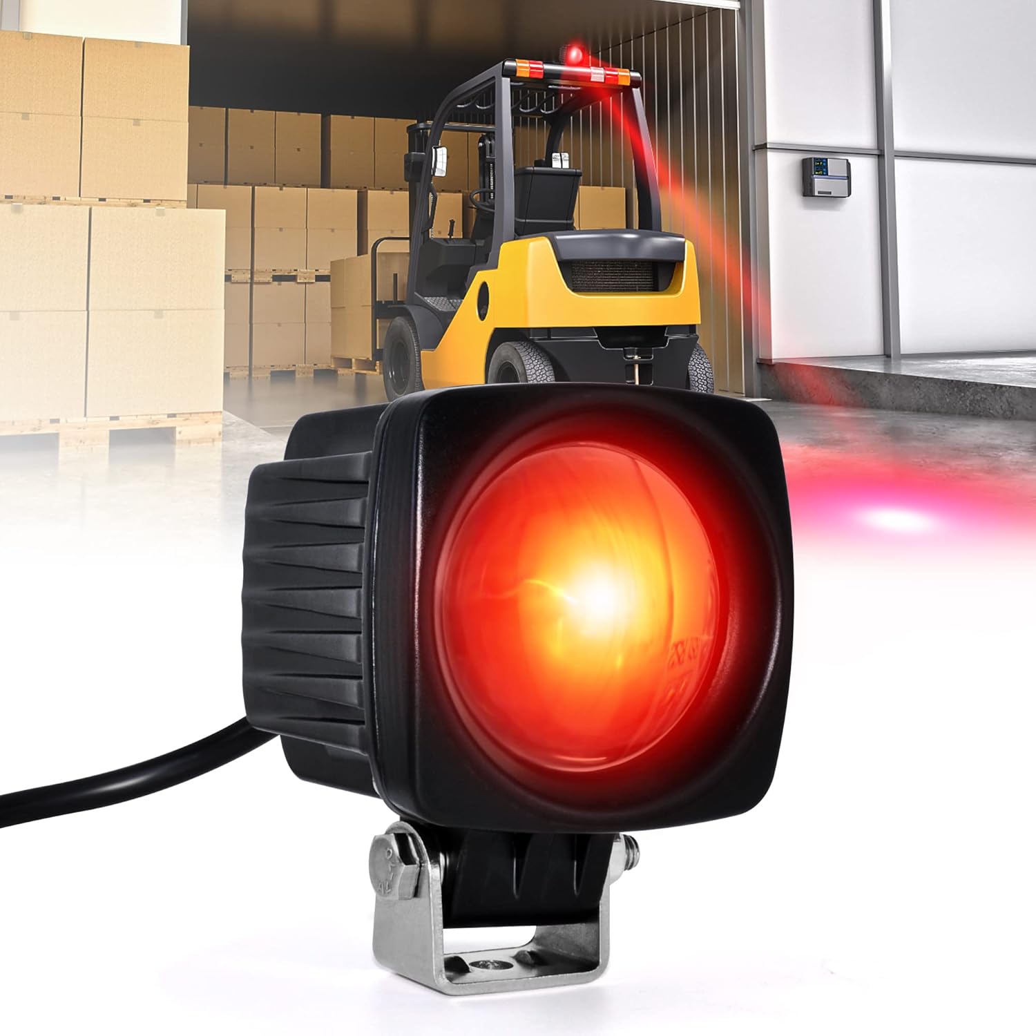 LED Forklift Safety Lights Red DC 12-100V 10W Pack of 2 Y181379