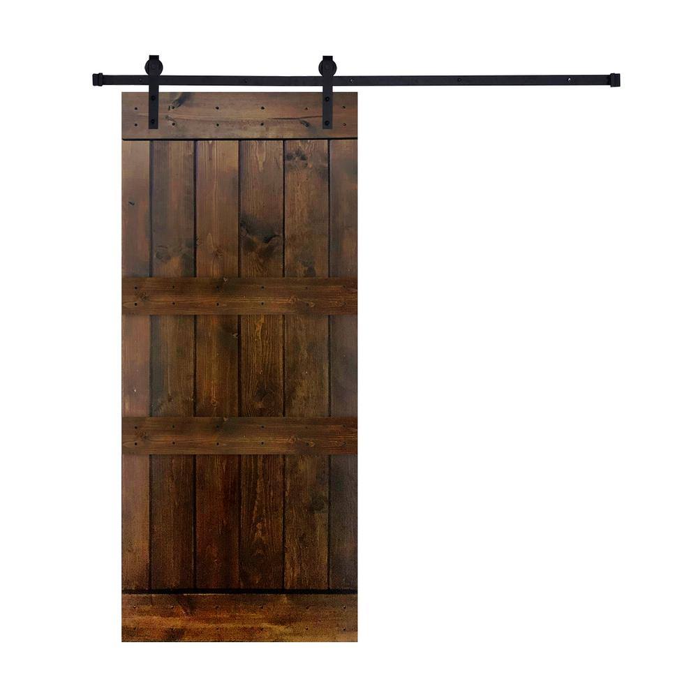 Paneled Manufactured Wood Barn Door with Installation Hardware Kit R28260