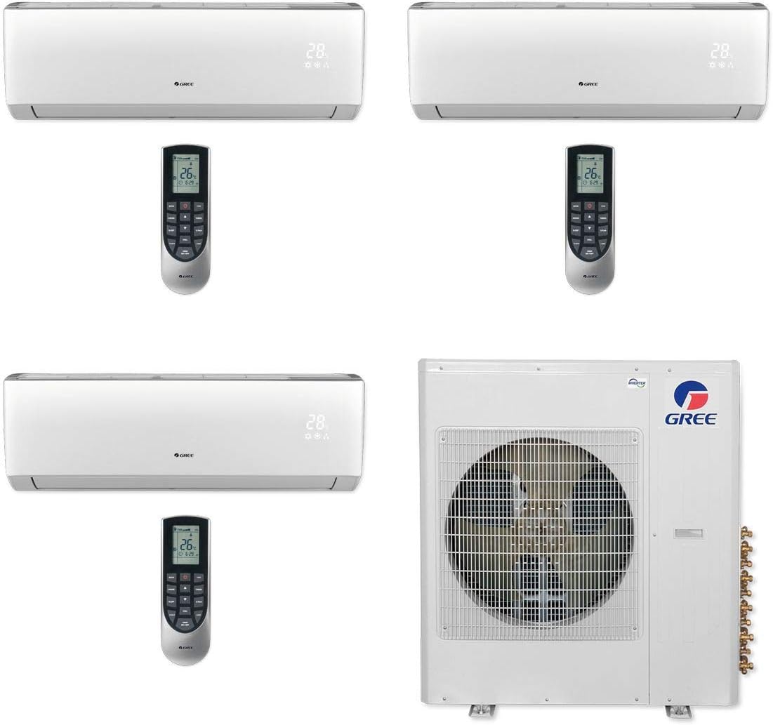 36,000 BTU Tri-Zone Wall Mount Mini Split Air Conditioner Heat Pump 208-230V S5323