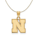 14k Yellow Gold Small Initial N Necklace, 16 Inch F16347