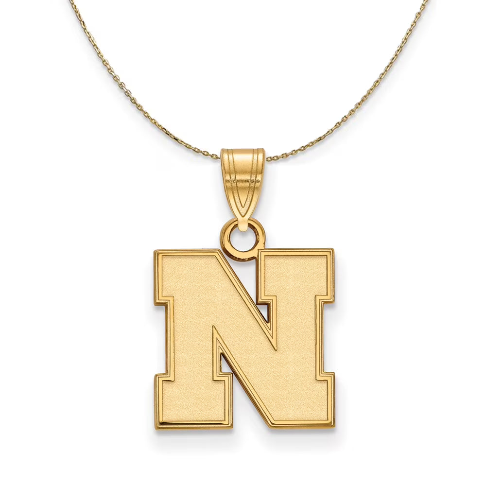 14k Yellow Gold Small Initial N Necklace, 16 Inch F16347