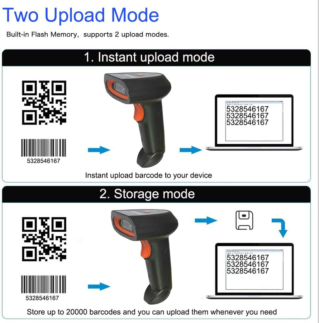 Wireless 1D 2D QR Code Scanner, Pack of 2 J540195