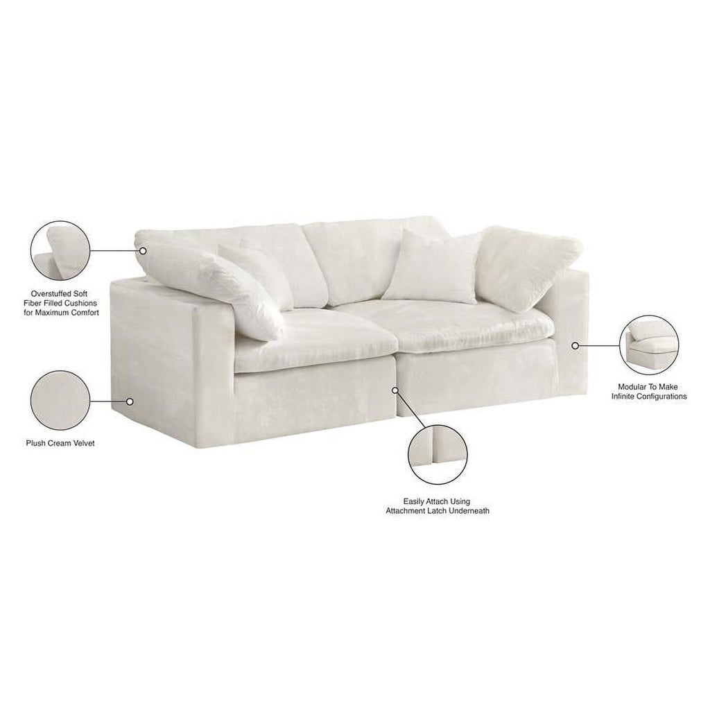 Cream Velvet Modular 2 Piece Loveseat O855722