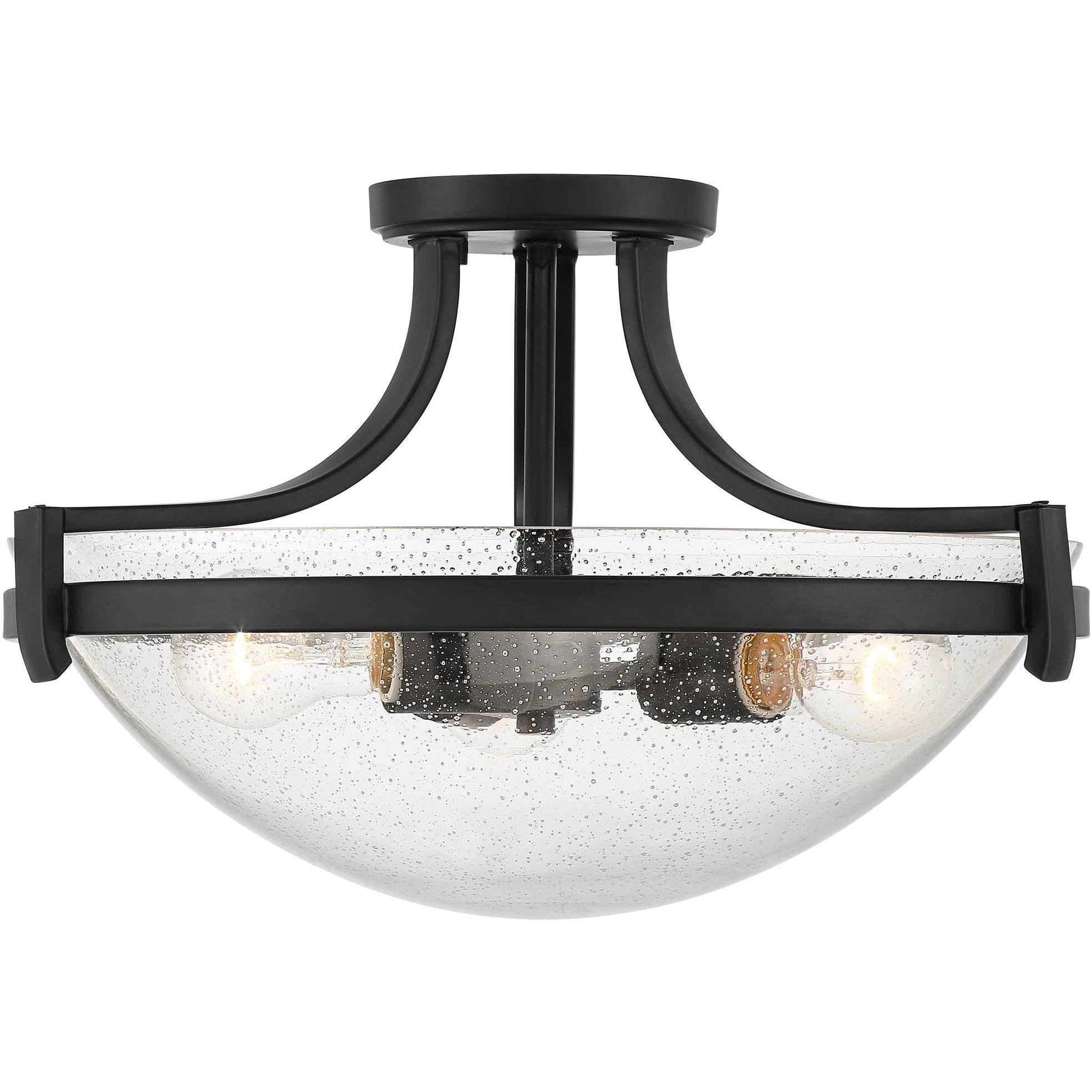 Black 3-Light Semi Flush Mount Ceiling Light J755
