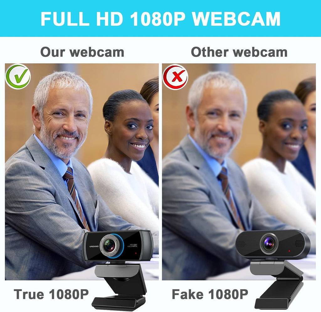 1080P Webcam with Microphone, USB Camera, Manual Focus, 100-degree FOV, Pack of 2 I623762