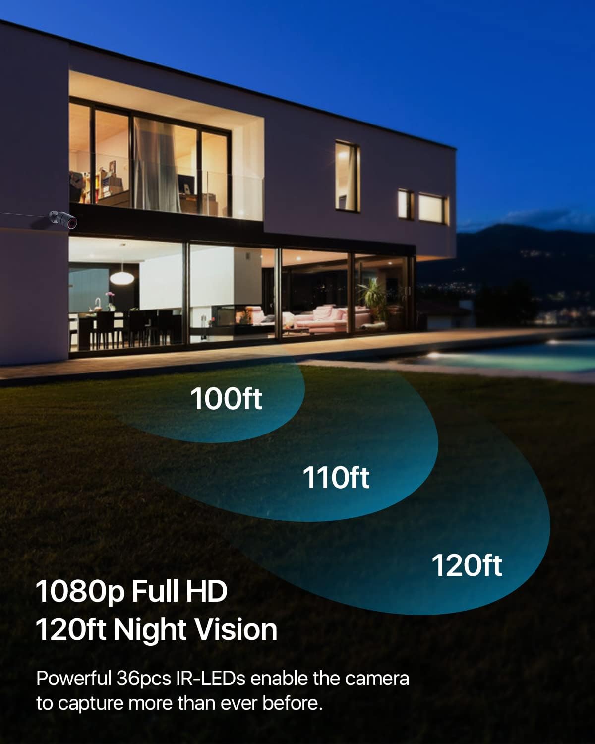 4PACK 1080P HD TVI Security Cameras 120ft Night Vision Waterproof Camera O5400