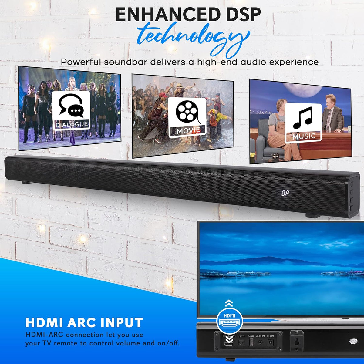TV Speaker Soundbar with Bluetooth, Wall Mountable, 32 with Remote Control H910425