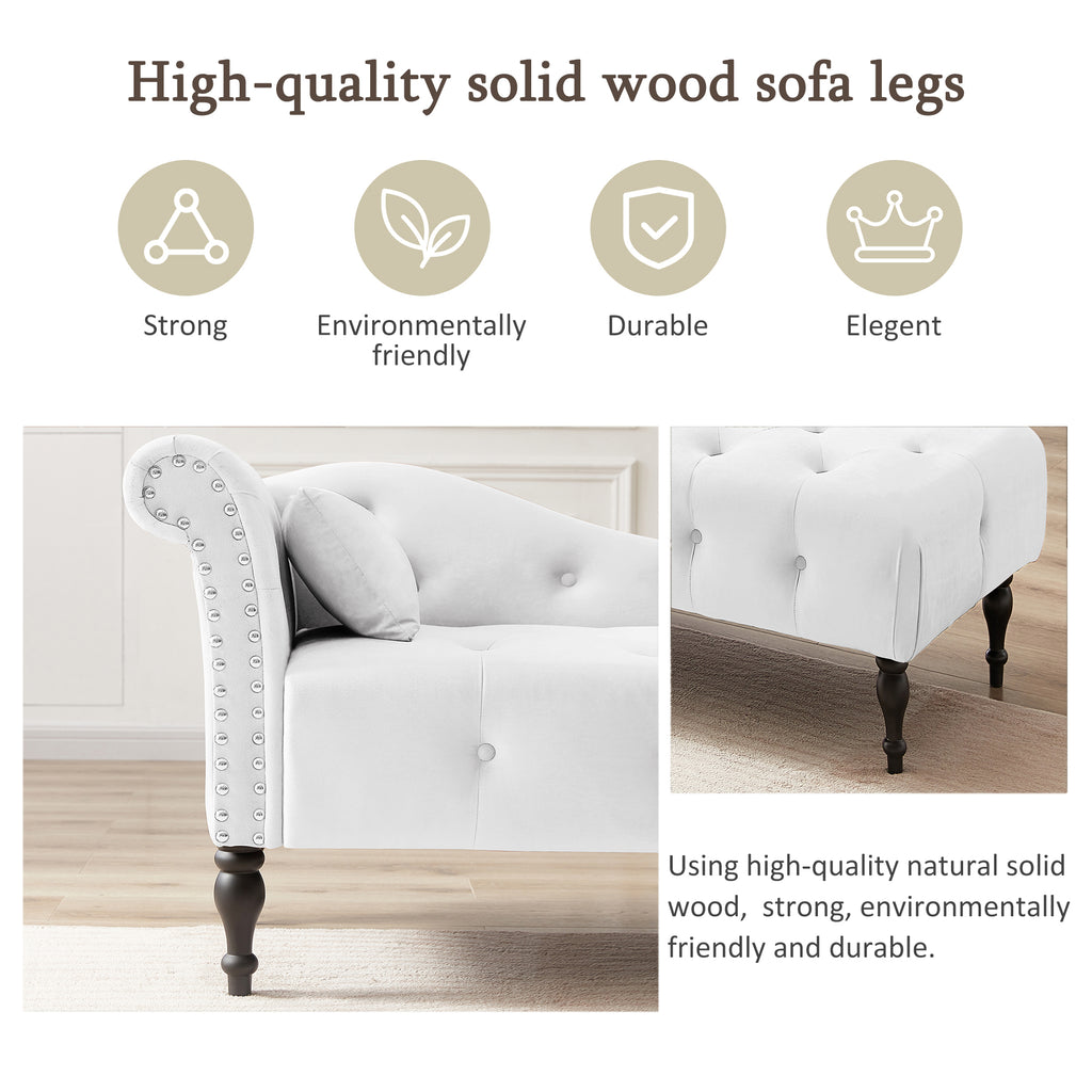 Modern Tufted Chaise Lounge Chair with Solid Wood Legs E86324