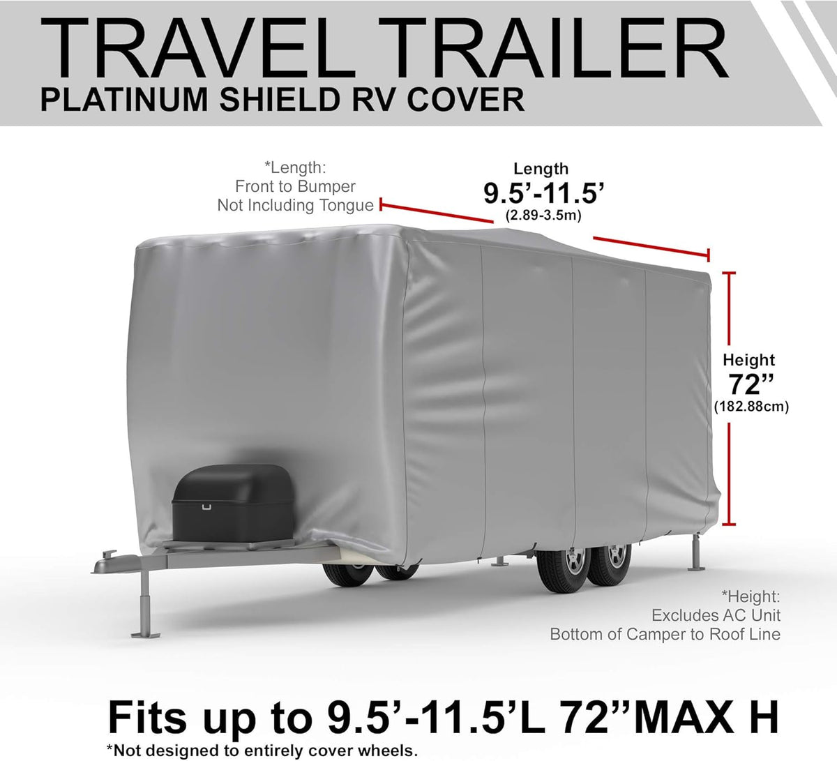 Weatherproof RV Cover for Travel Trailer 22.5' - 24.5' Long with Fleece Lining and Storage Bag G470820
