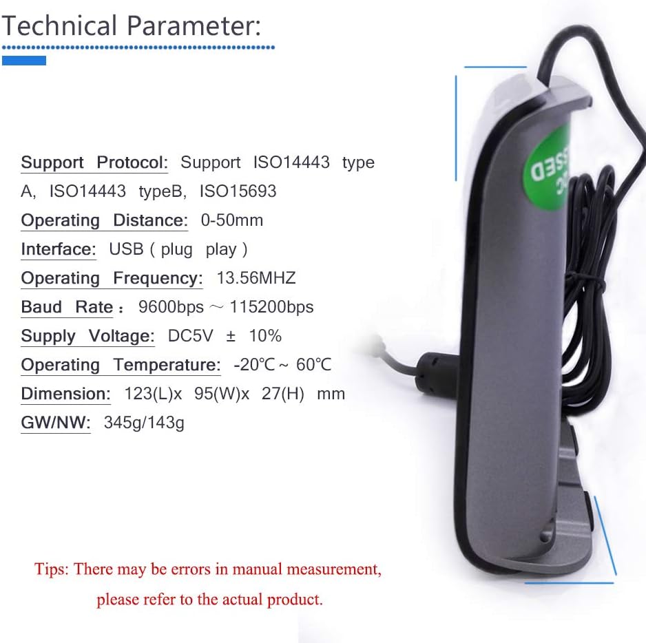 NFC RFID Reader Writer with 2pcs MF1 Cards and 2pcs I-Code 2 Cards A551848